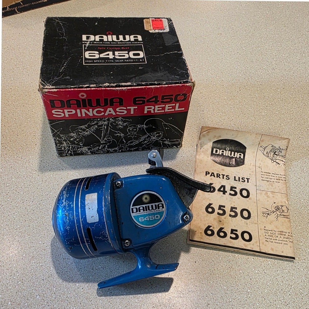 Daiwa Spincast Reel 6450 Blue Vintage High Speed 1:4.1 Gear Ratio Japan Boxed